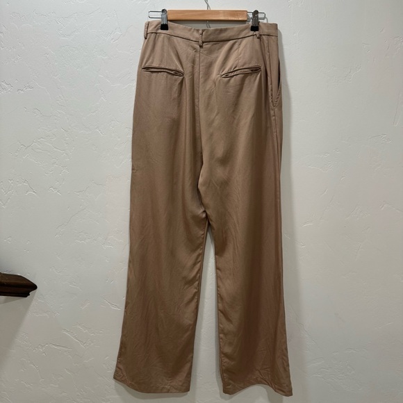 Reformation Mason Khaki Trousers High Waist Pleated Wide Leg Career Women's 10 - Picture 7 of 15